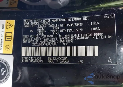 2016 Lexus Rx 350 z USA, uszkodzony, nr VIN 2T2BZMCA1GC033305